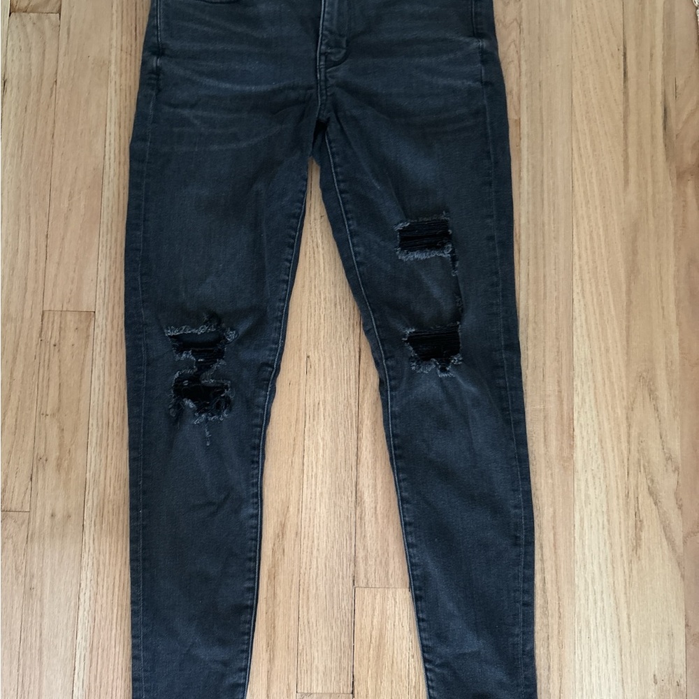American Eagle Outfitters Black Skinny Distressed Jeans